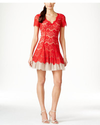 Betsy & Adam Petite Lace Fit Flare Dress