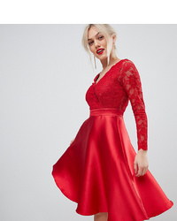 City Goddess Petite Prom Dress With Lace Sleeves