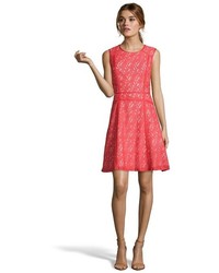 Hayden Red Lace Overlay Fit And Flare Dress