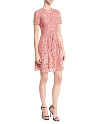 Burberry Short Sleeve Lace Fit And Flare Dress Antique Rose