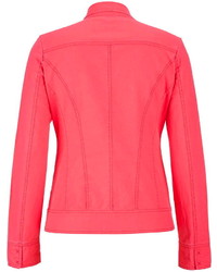 Maurices Asymmetrical Linen Moto Jacket With Lace In Vibrant Coral