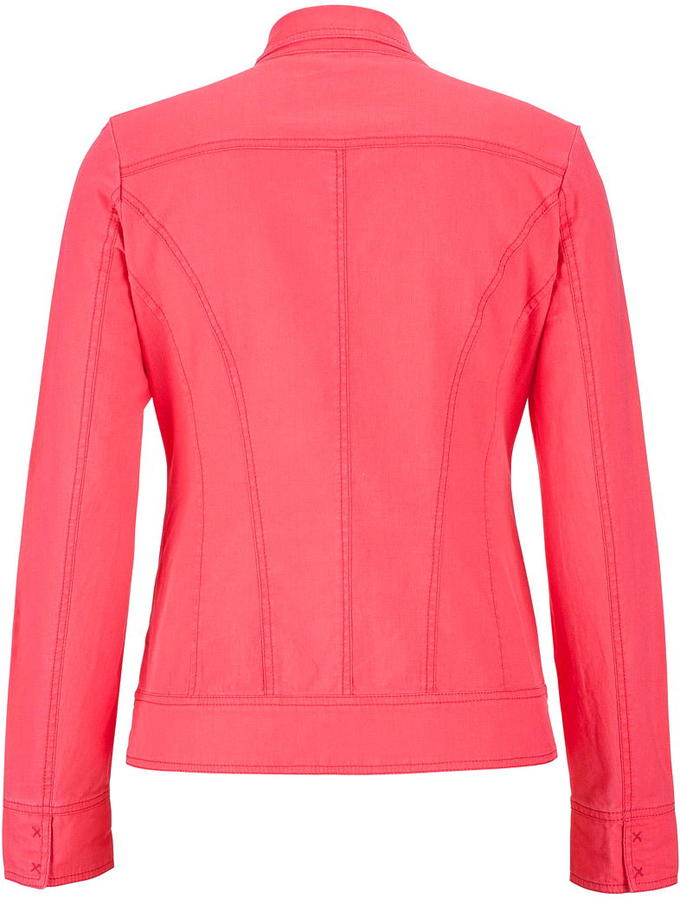 Maurices Asymmetrical Linen Moto Jacket With Lace In Vibrant Coral