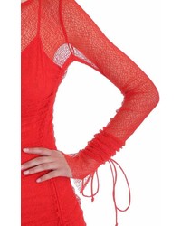 Diane von Furstenberg Maxi Fitted Mesh Red Lace Dress