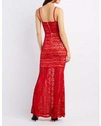 Charlotte Russe Plunging Lace Maxi Dress