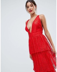 Missguided Tiered Lace Maxi Dress