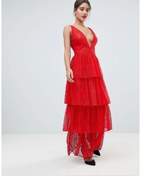 Missguided Tiered Lace Maxi Dress