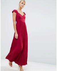 Asos Wedding Lace And Pleat Maxi Dress