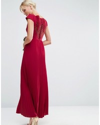 Asos Wedding Lace And Pleat Maxi Dress