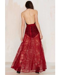 Factory Just In Lace Maxi Skirt Burgundy