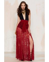 Factory Just In Lace Maxi Skirt Burgundy