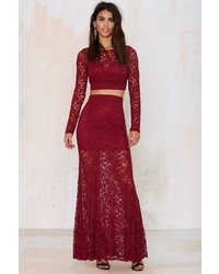 Nasty Gal Factory Not A Love Story Lace Maxi Skirt