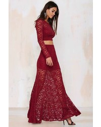Nasty Gal Factory Not A Love Story Lace Maxi Skirt