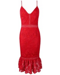 Boohoo Boutique Lola Lace Trim Detail Hem Midi Dress