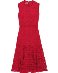 Giambattista Valli Cotton Blend Guipure Lace Dress Red