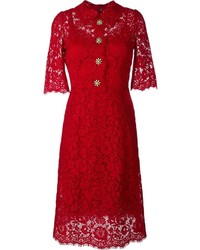 Dolce & Gabbana Floral Lace Midi Dress