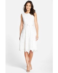 JS Collections Floral Lace Fit Flare Dress