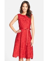 JS Collections Floral Lace Fit Flare Dress