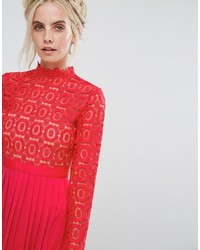 Little mistress premium outlet lace pleated midi dress