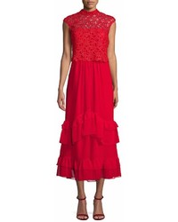 Mikl Aghal Lace Accented Midi Dress