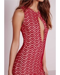 Missguided Keyhole Lace Midi Dress Red
