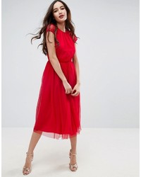 Asos Premium Lace Tulle Midi Prom Dress