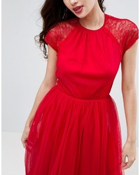 Asos Premium Lace Tulle Midi Prom Dress