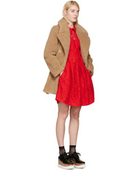 Carven Red Lace Collared Dress