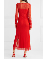 Diane von Furstenberg Ruched Corded Lace Maxi Dress