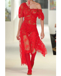 Preen by Thornton Bregazzi Tessie Lace Midi Dress Red