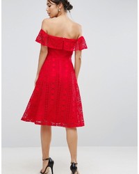 Asos Lace Off Shoulder Midi Dress