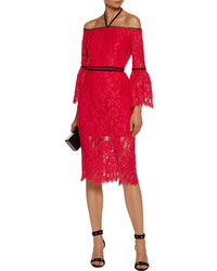Alexis Odette Off The Shoulder Cotton Blend Corded Lace Halterneck Dress