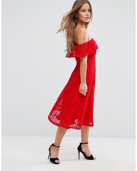 Asos Petite Petite Lace Off Shoulder Midi Dress