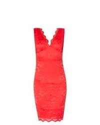 Exclusives New Look Pink Lace V Neck Sleeveless Bodycon Midi Dress
