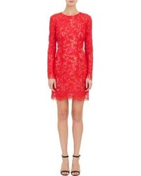 Monique Lhuillier Guipure Lace Cocktail Dress Red