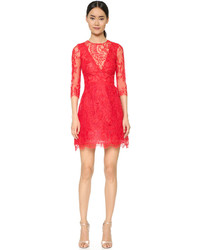 Monique Lhuillier Illusion Lace Dress With Full Skirt