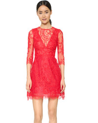 Monique Lhuillier Illusion Lace Dress With Full Skirt