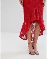 Missguided Lace Halterneck Fishtail Midi Dress