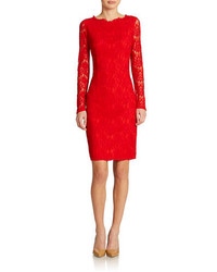 JS Collections Lace Sheath With Cutout Back