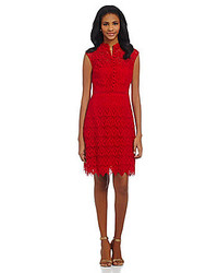 Mikael Mikl Aghal Tiered Lace Illusion Sheath Dress