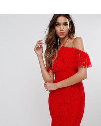 Naanaa Lace Bodycon Dress With Frill Overlay
