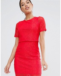 Asos Pencil Crop Top Dress In Lace