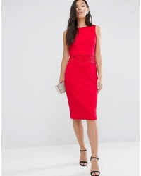 Asos Pencil Dress With Crop Top Layer And Lace Detail