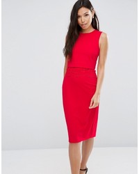 Asos Pencil Dress With Crop Top Layer And Lace Detail