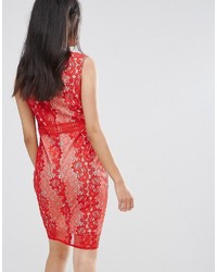AX Paris Red Lace Bodycon Dress