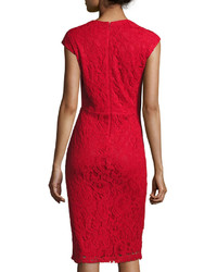 Donna Ricco Sleeveless Lace Sheath Dress Red