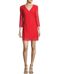 1 STATE 1state Bell Sleeve Lace Overlay Dress Red