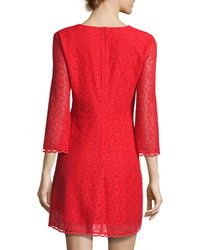 1 STATE 1state Bell Sleeve Lace Overlay Dress Red