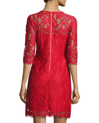 Taylor 34 Sleeve Lace Shift Dress Red