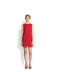 Dolce & Gabbana Lace Shift Dress Red