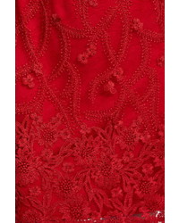 Embroidered Red Lace Dress